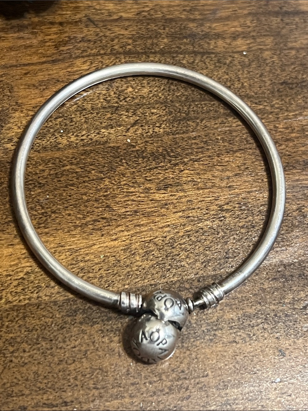 Pandora Silver Hinged Bangle Bracelet with Signature Spherical Clasp
